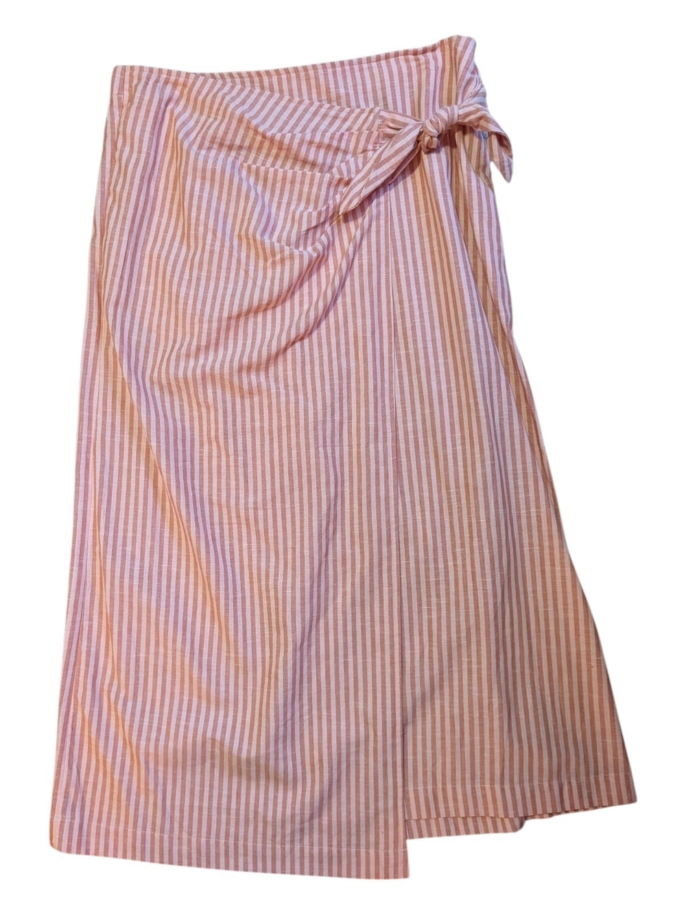 Universal Thread Pink and White Striped Wrap Midi Skirt